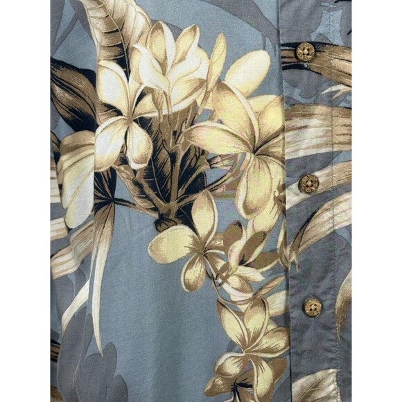 Vintage Hawaiian Shirt Puritan Large 90s Rayon Single Stitch Floral Aloha Blue - Picture 3 of 6